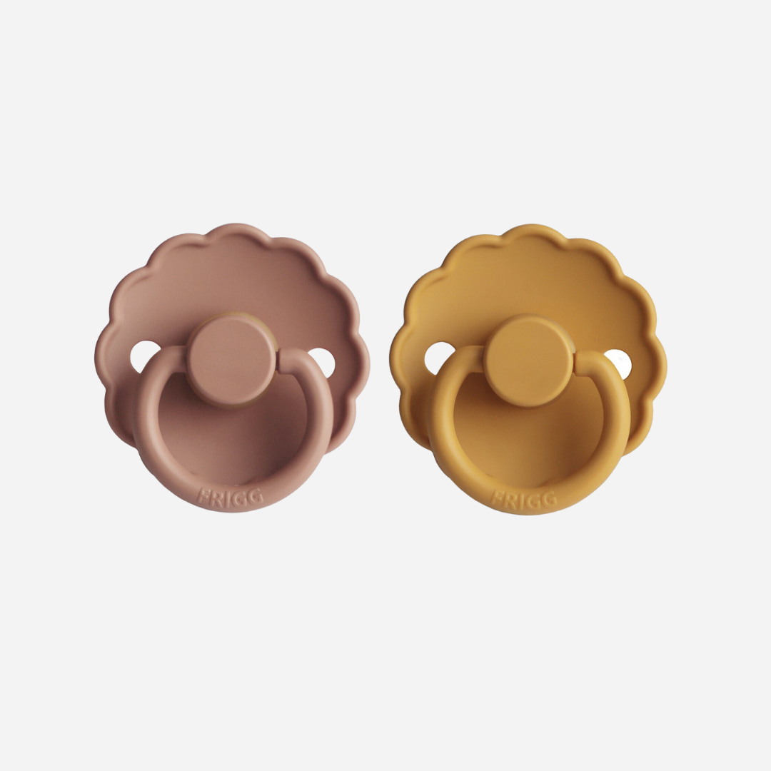daisy pacifier | honey gold + rose gold | size 2 | frigg