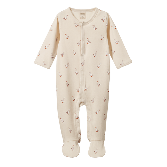 cotton stretch + grow | goosey print | nature baby