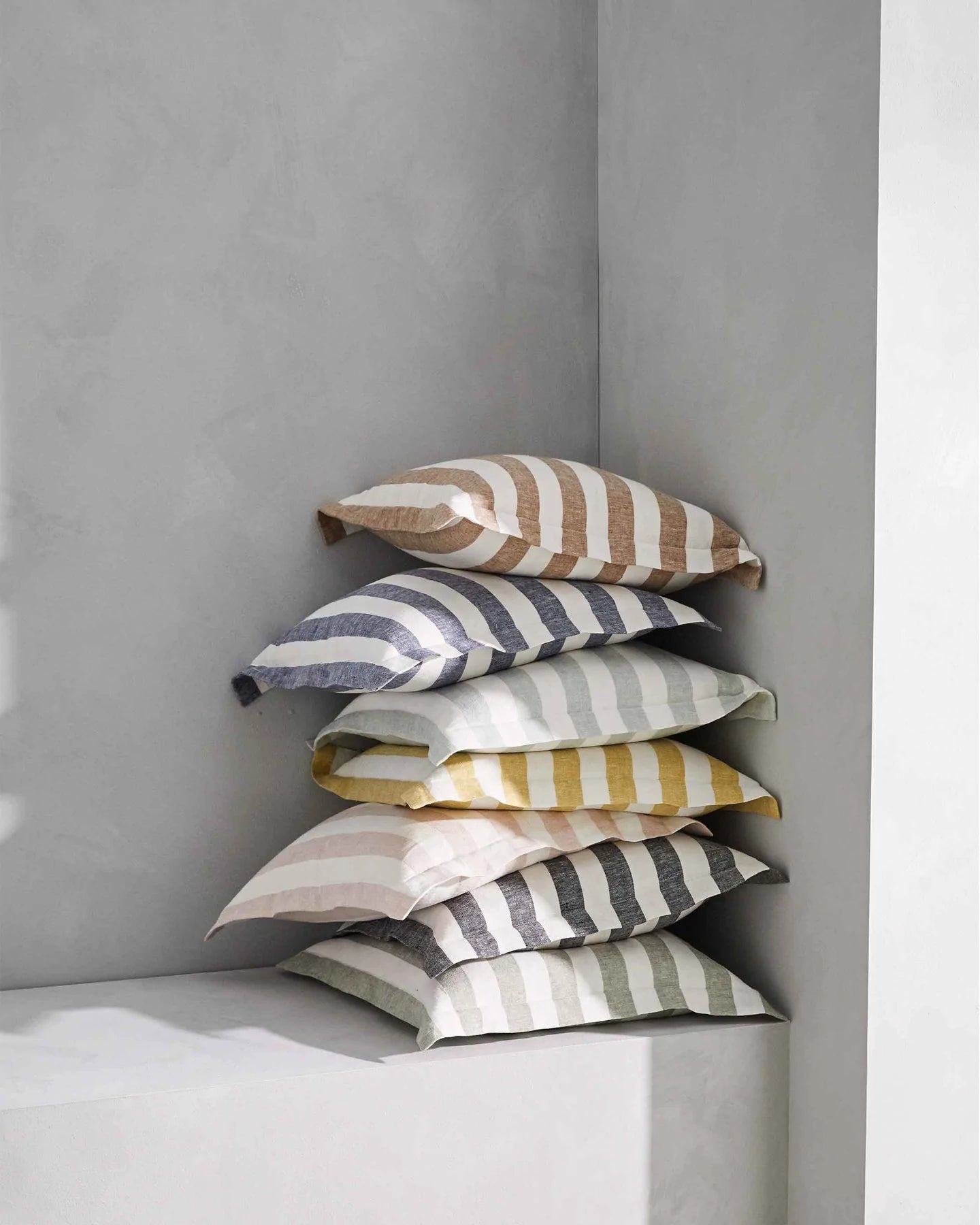 stripe linen cushion | shadow