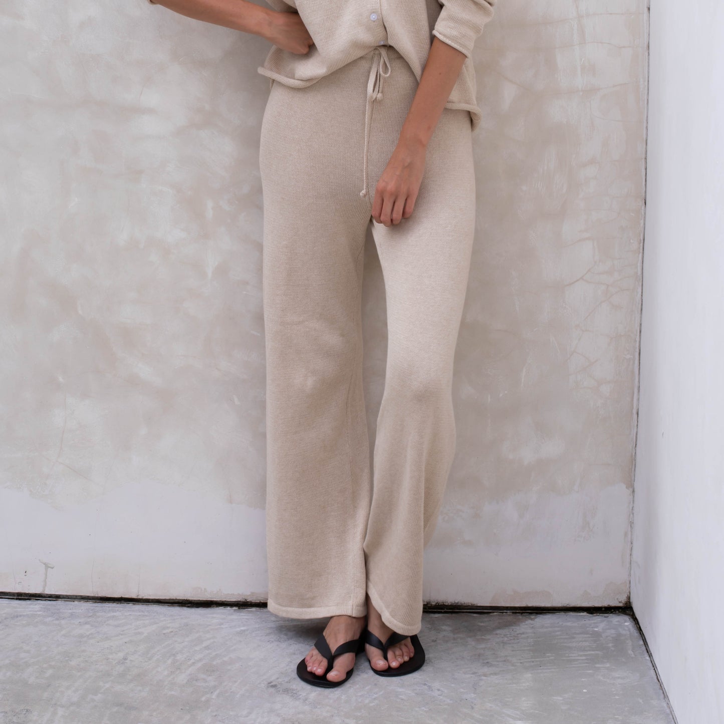 thea knit pants | sand | beiged