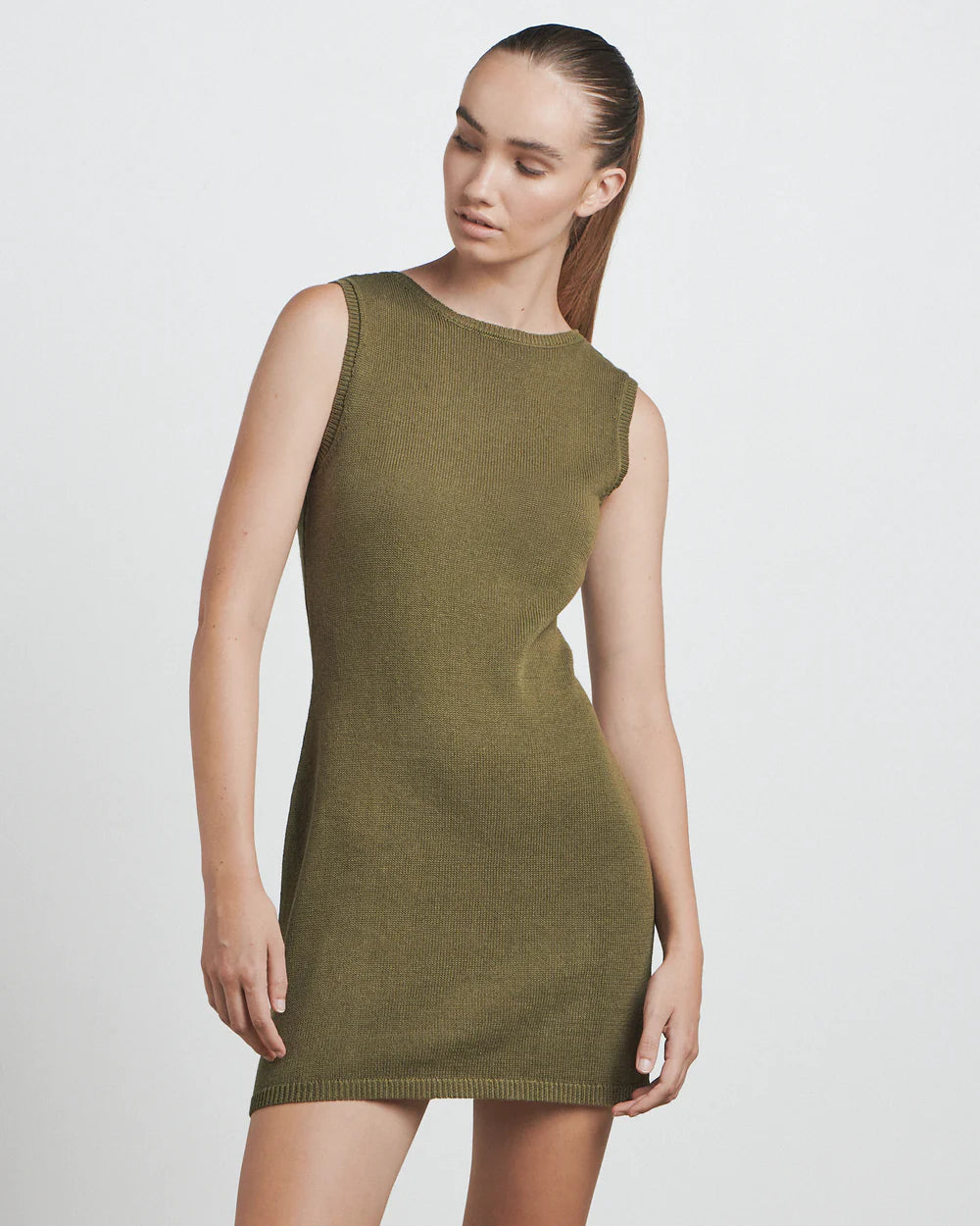 the knitted mini dress | nutmeg | bare by charlie holiday