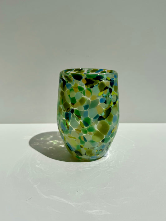 handblown glass tumbler | green blue | grinter glass