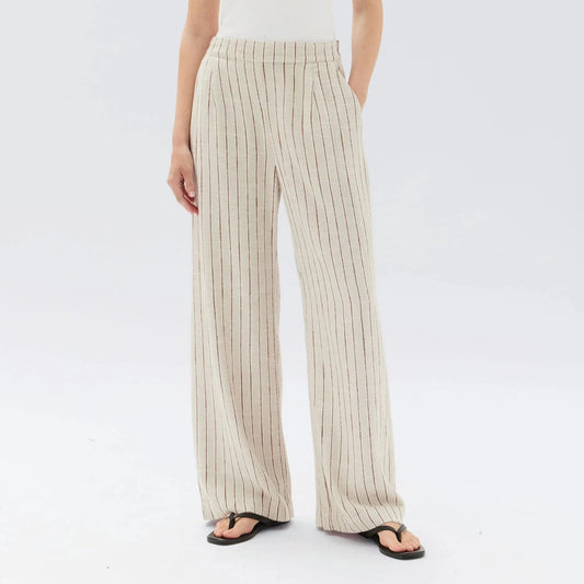 neva stripe linen trouser | oat | assembly label