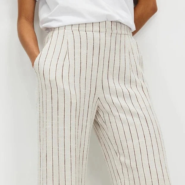 neva stripe linen trouser | oat | assembly label