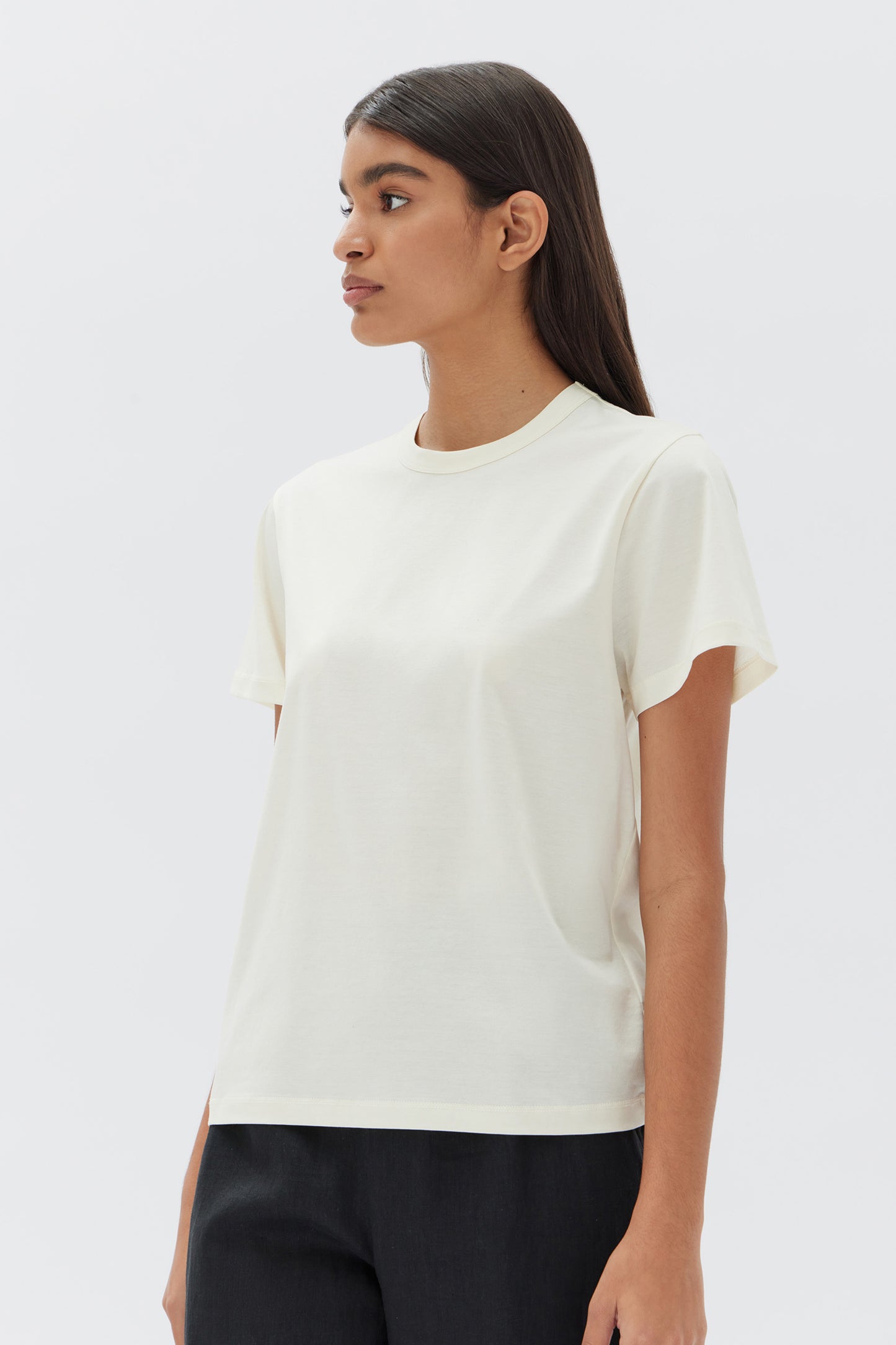 silk blend tee | cream | assembly label – GATHERED
