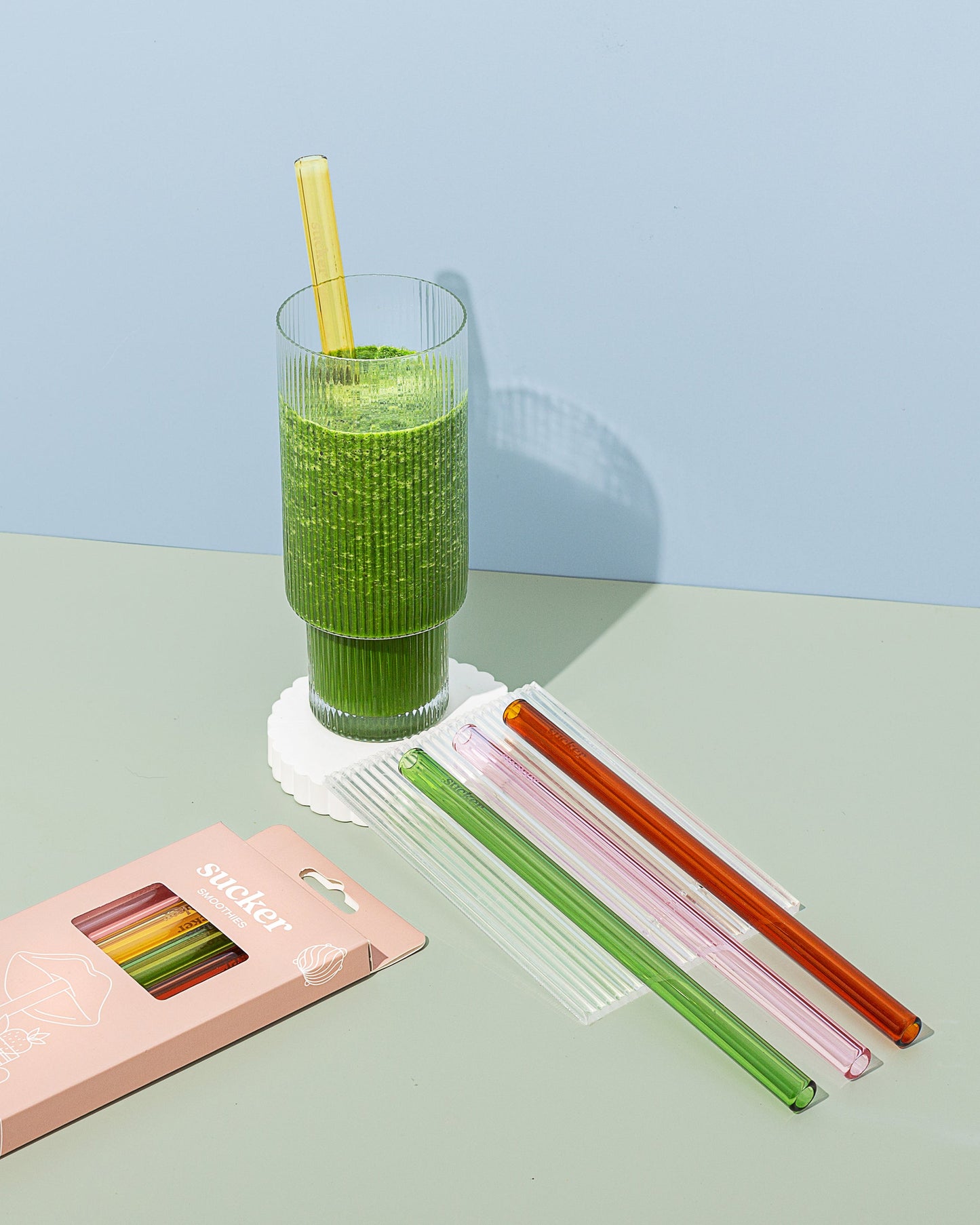 reusable glass smoothie straws | multi | sucker