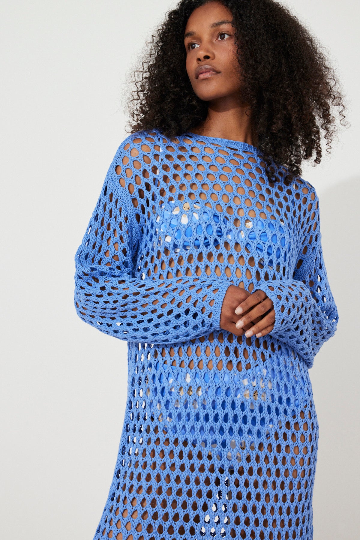 crochet knit dress | sky | zulu & zephyr