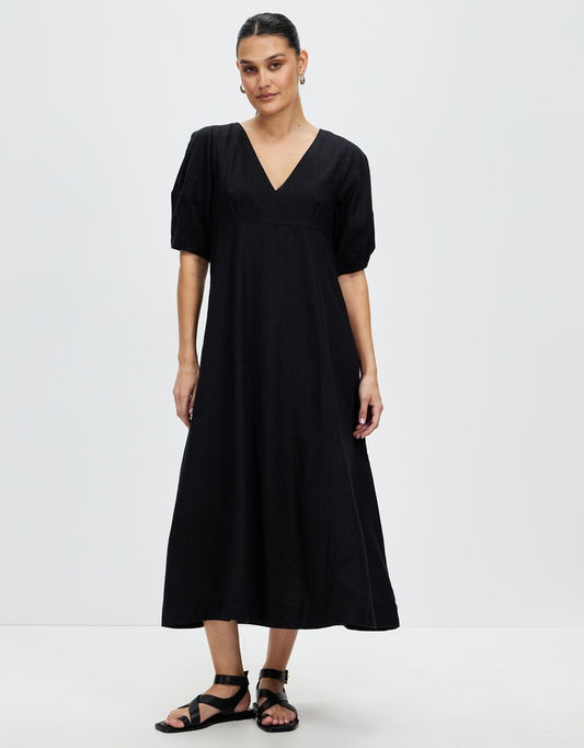 tia linen dress | black | assembly label