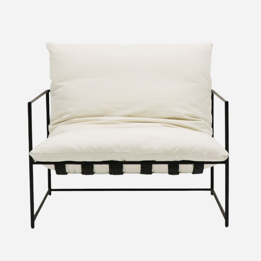 steel framed armchair | large | off white