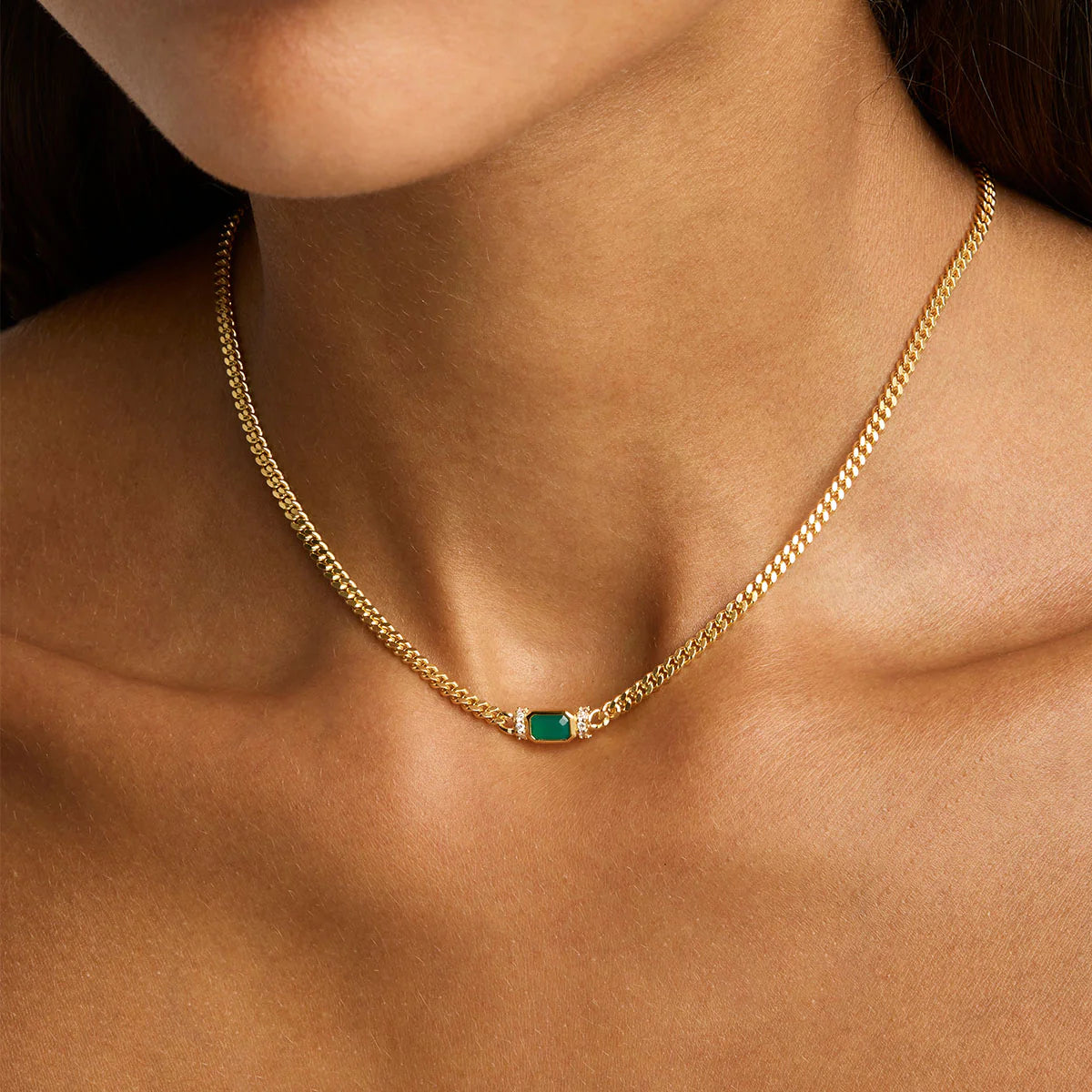 strength within green onyx curb choker | by charlotte