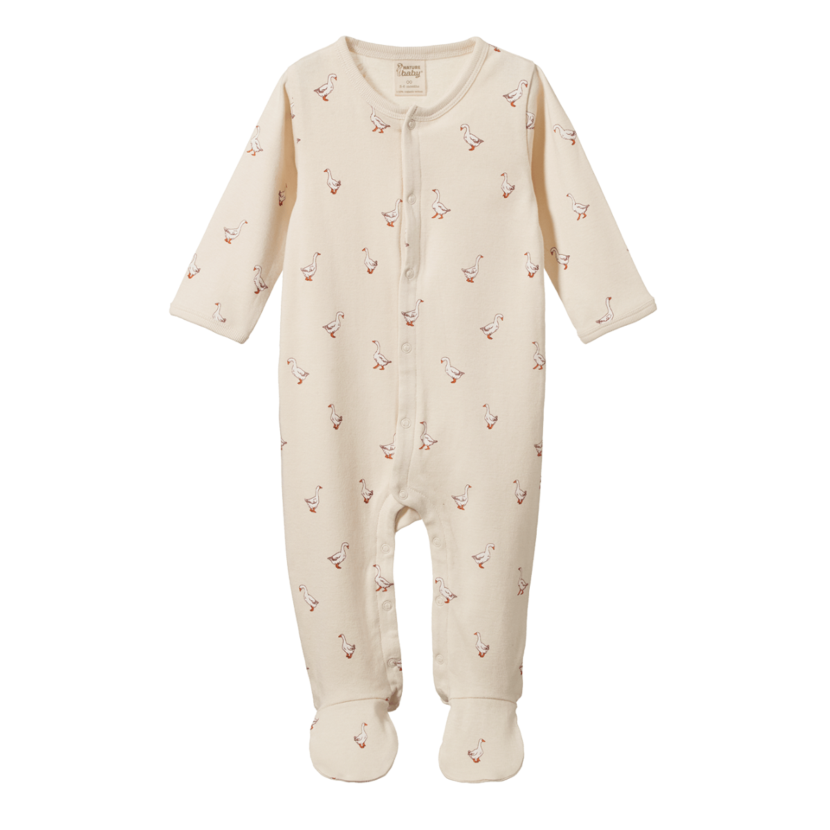 cotton stretch + grow | goosey print | nature baby