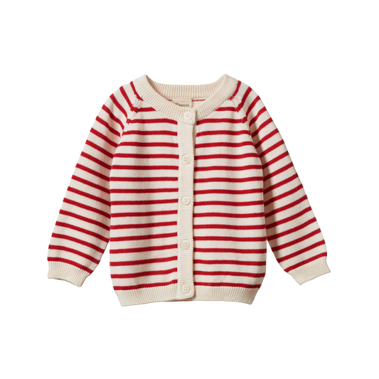piper cardigan | red sailor stripe | nature baby