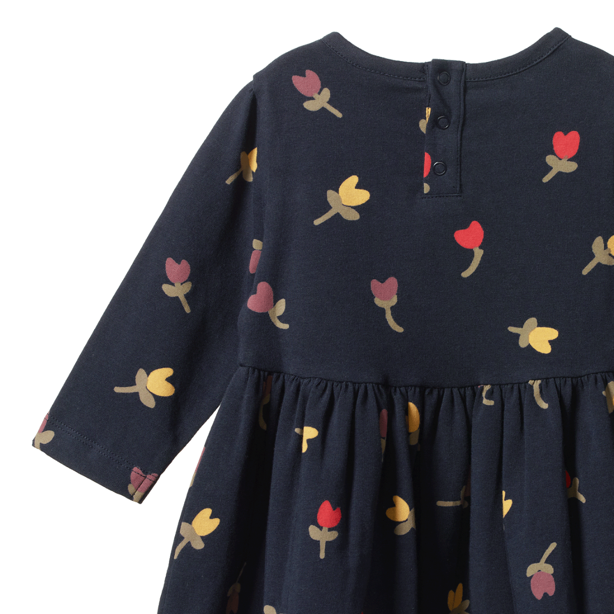 longsleeve twirl dress | navy tulip print | nature baby