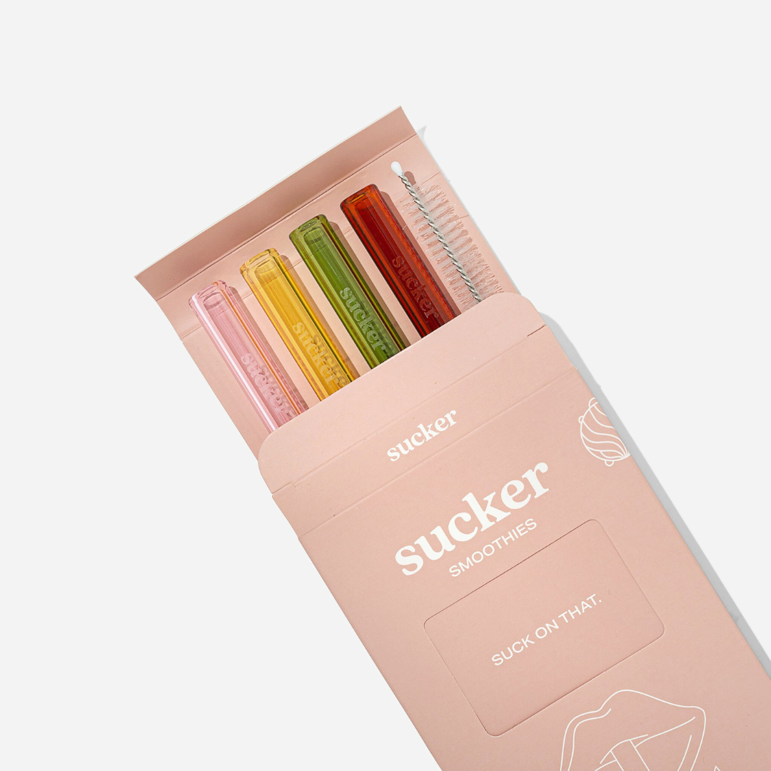 reusable glass smoothie straws | multi | sucker