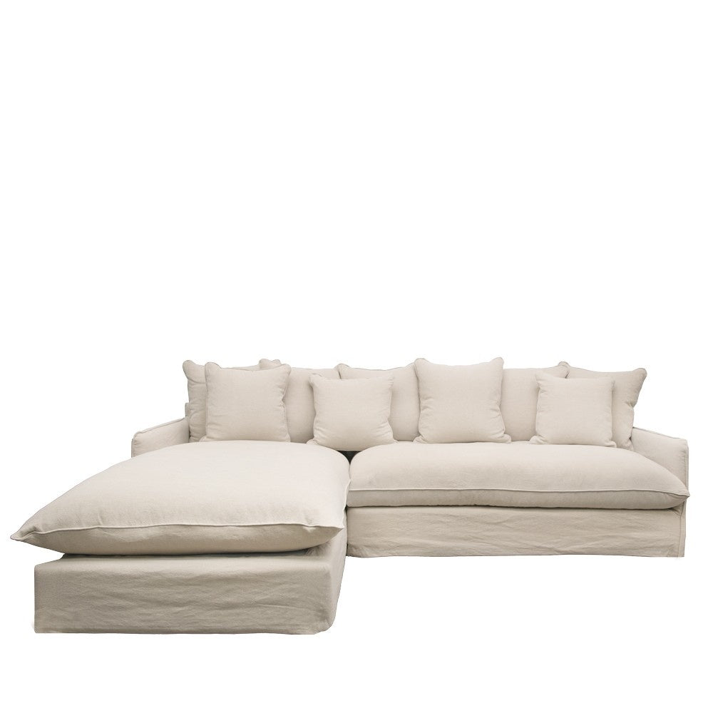 lotus L shaped slipcover sofa| right | oatmeal linen