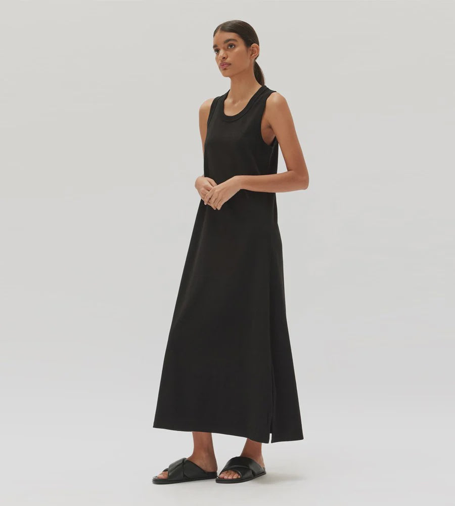 juni organic tank dress | black | assembly label – GATHERED