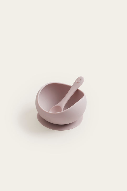 suction bowl and spoon set | dusky pink | tiny table co.