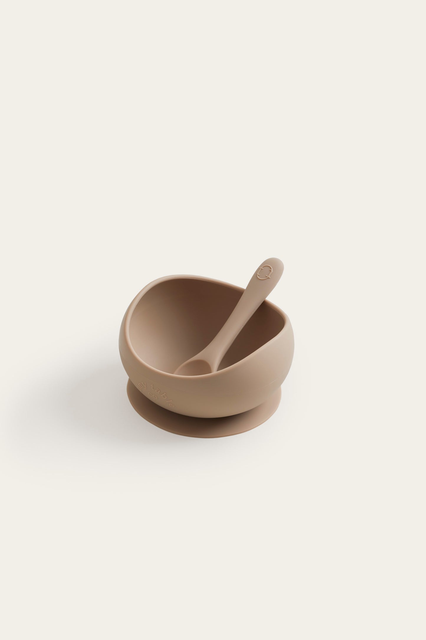 suction bowl and spoon set | stone | tiny table co.