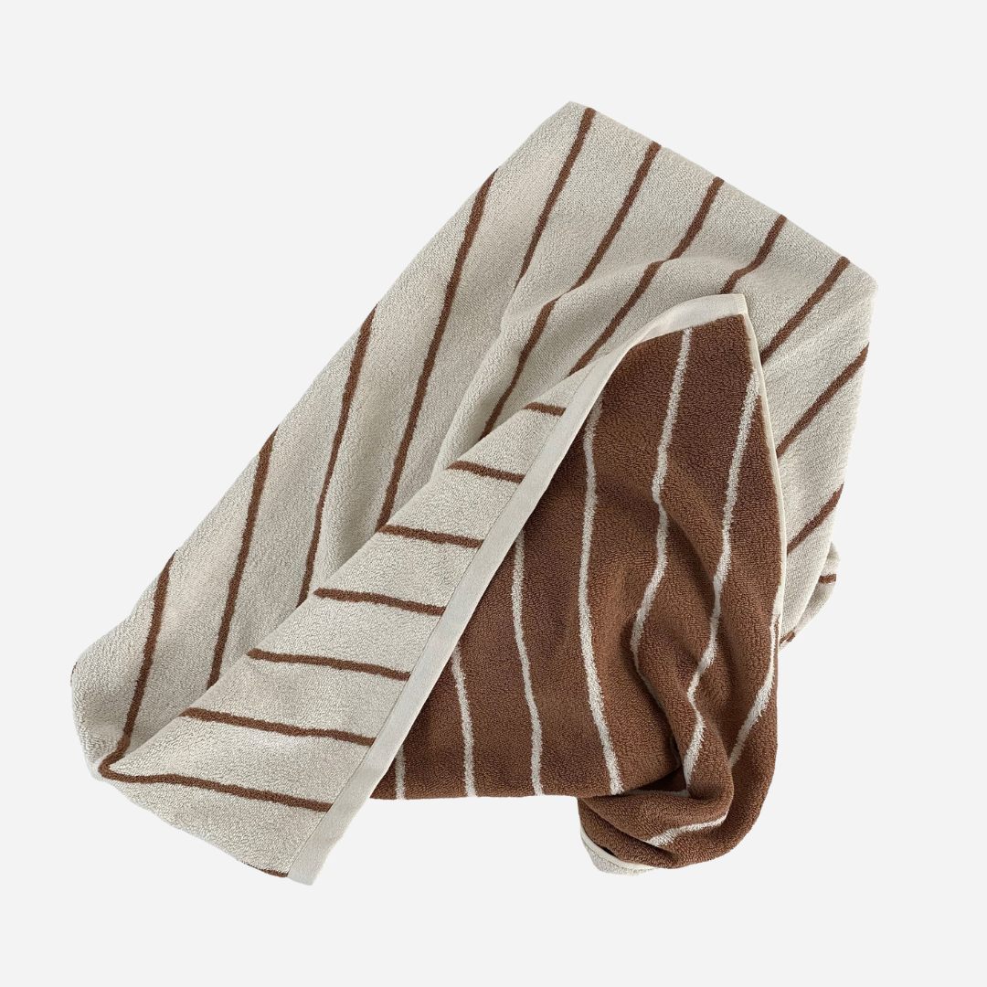 raita towel | medium | cloud + caramel | OYOY
