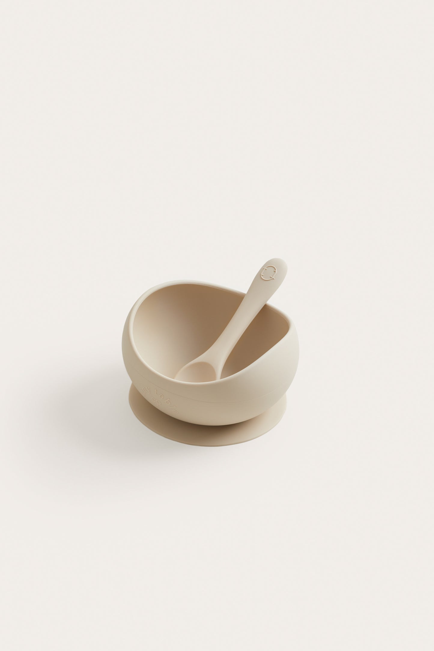 suction bowl and spoon set | sand | tiny table co.